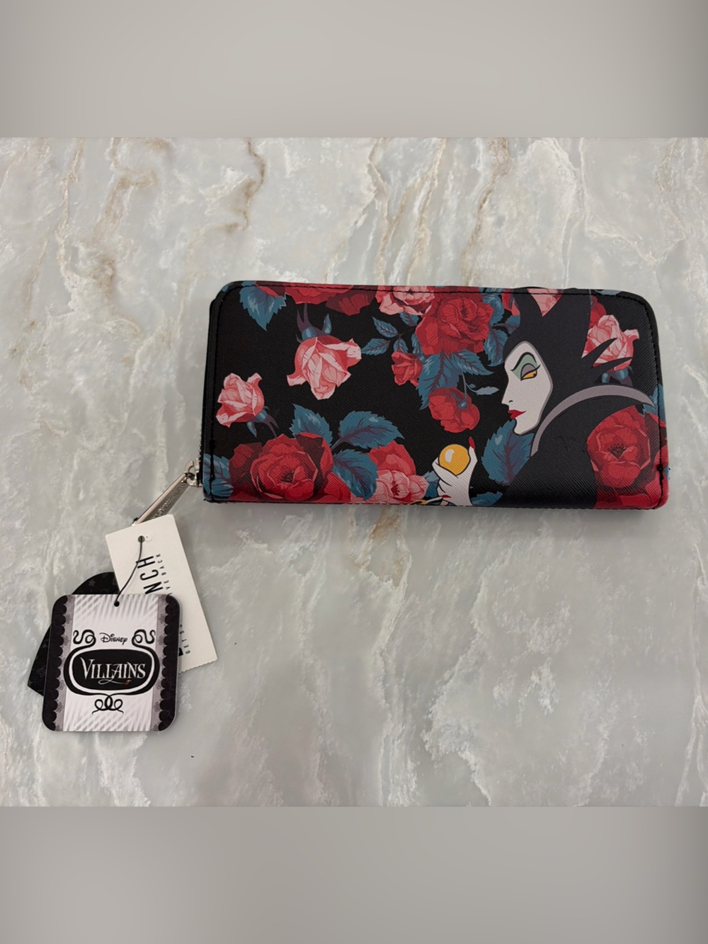 NWT Loungefly Disney Villians MALEFICENT Floral Zip Wallet